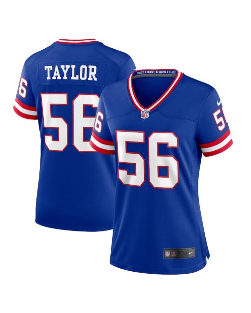 Lawrence Taylor 56 New York Giants Women Classic Retired Game Jersey – Royal