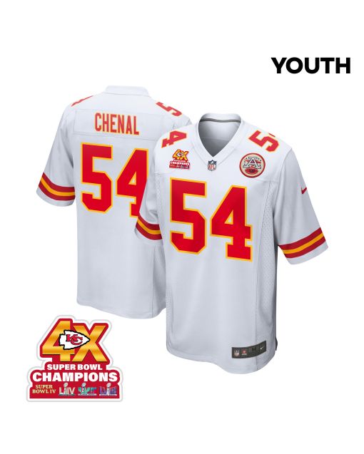 Leo Chenal 54 Kansas City Chiefs Super Bowl LVIII Champions 4X Game YOUTH Jersey – White