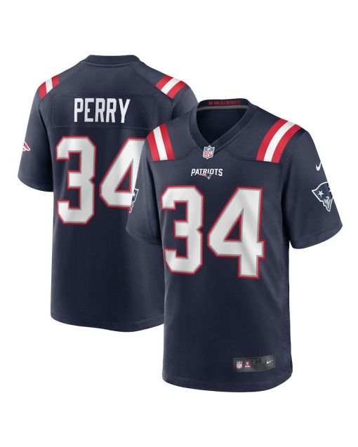Mark Perry 34 New England Patriots Team Game Men Jersey – Navy