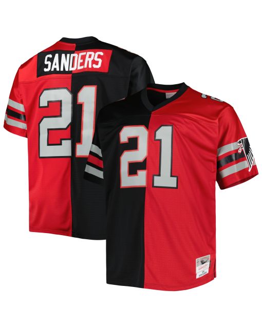 Men’s Atlanta Falcons Deion Sanders Mitchell & Ness Black/Red Big & Tall Split Legacy Retired Player Jersey