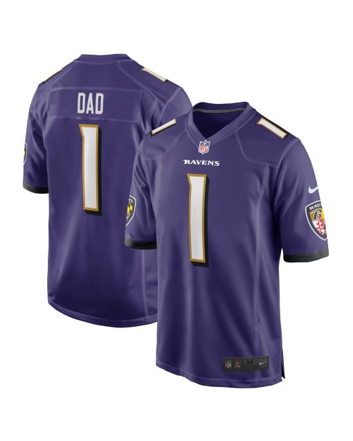 Men’s Baltimore Ravens Number 1 Dad Purple Game Jersey