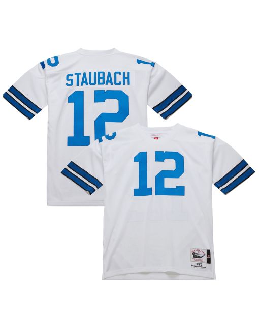 Men’s Dallas Cowboys 1975 Roger Staubach Mitchell & Ness White Throwback Retired Player Jersey