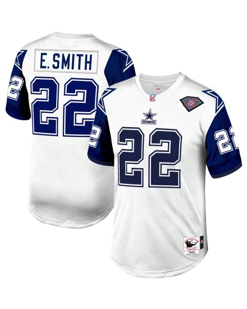 Men’s Dallas Cowboys 1996 Emmitt Smith Mitchell & Ness White Throwback Retired Player Jersey