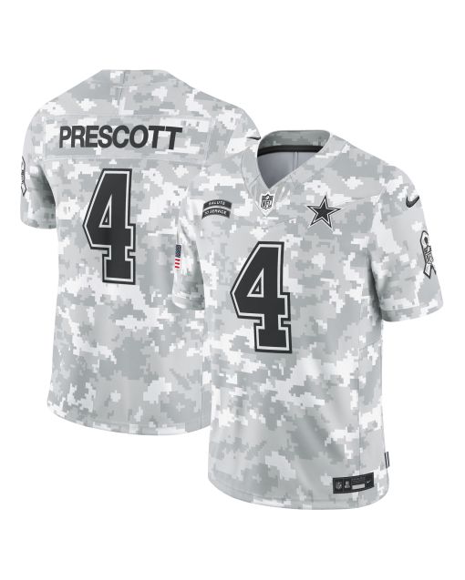 Men’s Dallas Cowboys Dak Prescott Arctic Camo 2024 Salute to Service Limited Jersey