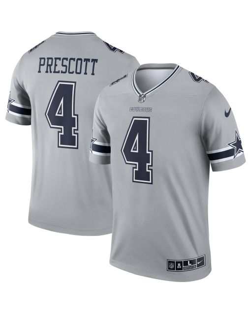 Men’s Dallas Cowboys Dak Prescott Gray Inverted Legend Player Performance Top