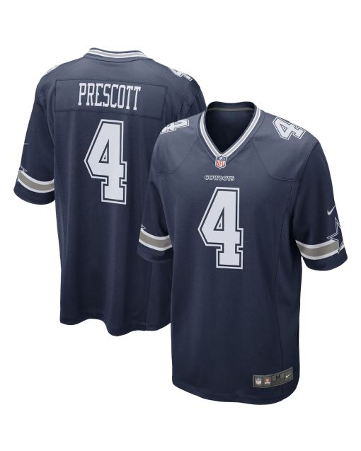 Men’s Dallas Cowboys Dak Prescott Navy Game Team Jersey