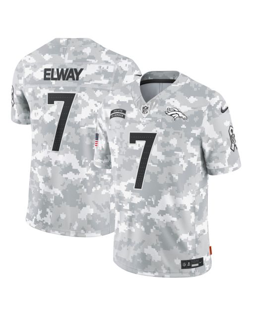 Men’s Denver Broncos John Elway Arctic Camo 2024 Salute to Service Retired Player Limited Jersey