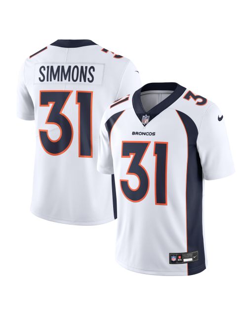 Men’s Denver Broncos Justin Simmons White Vapor Untouchable Limited Jersey