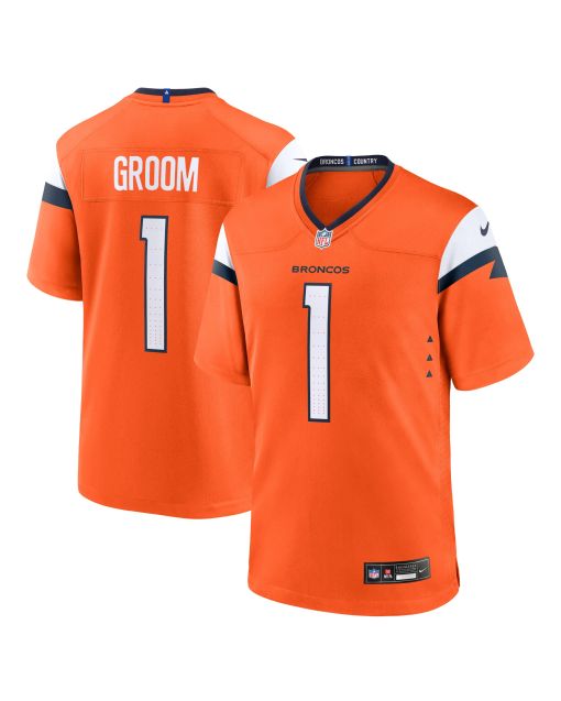 Men’s Denver Broncos Number 1 Groom Orange Game Jersey