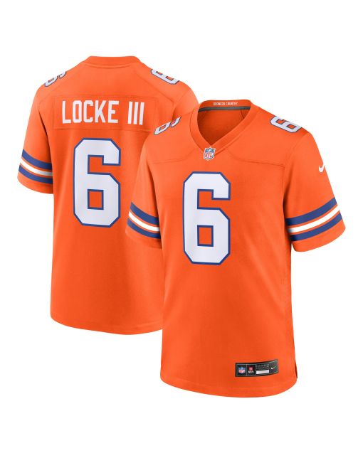 Men’s Denver Broncos P.J. Locke III Orange Mile High Collection 1977 Throwback Player Game Jersey