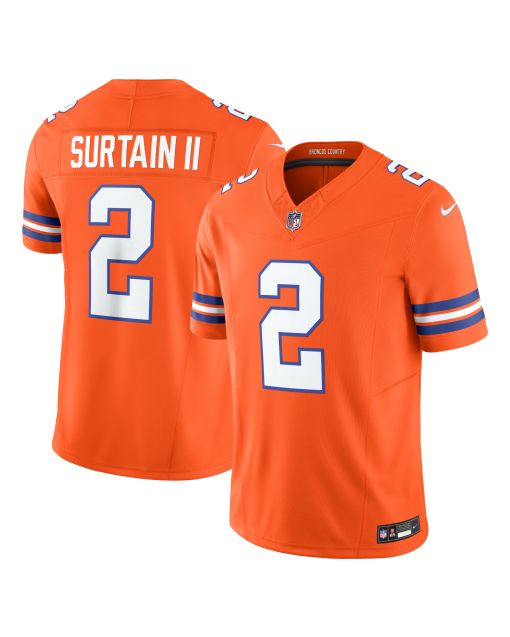 Men’s Denver Broncos Patrick Surtain II Orange Alternate Mile High Collection 1977 Throwback Vapor F.U.S.E. Limited Jersey