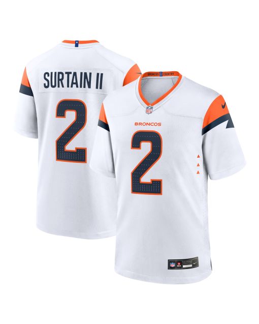 Men’s Denver Broncos Patrick Surtain II White Mile High Collection Game Jersey