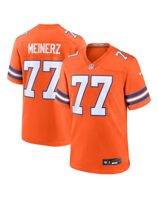 Men’s Denver Broncos Quinn Meinerz Orange Mile High Collection 1977 Throwback Player Game Jersey