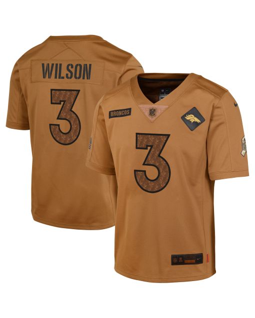Men’s Denver Broncos Russell Wilson Brown Salute To Service Limited Jersey