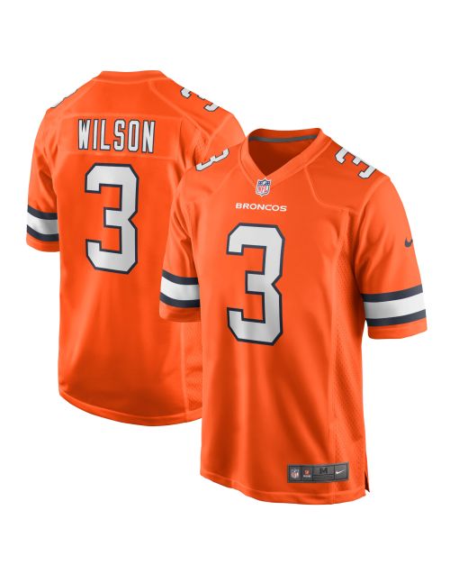 Men’s Denver Broncos Russell Wilson Orange Alternate Game Jersey