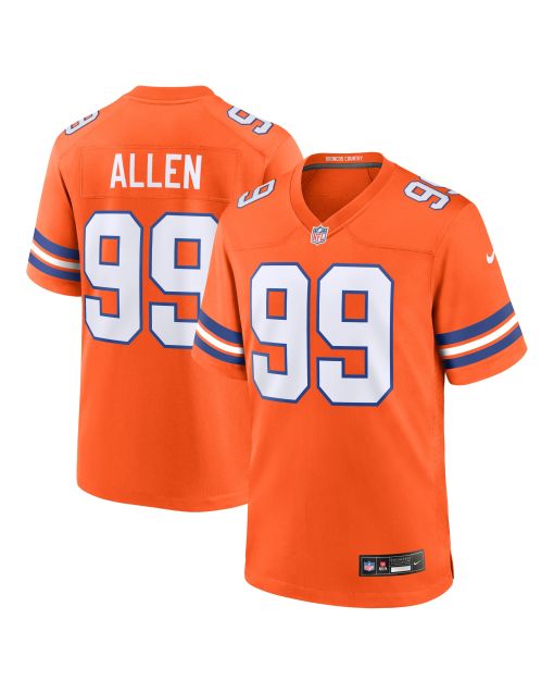 Men’s Denver Broncos Zach Allen Orange Mile High Collection 1977 Throwback Player Game Jersey