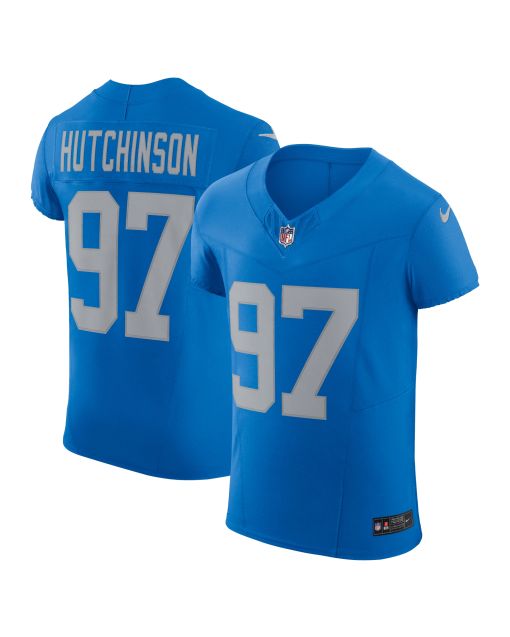 Men’s Detroit Lions Aidan Hutchinson Blue Alternate Vapor F.U.S.E. Elite Jersey