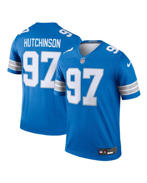 Men’s Detroit Lions Aidan Hutchinson Blue Team Legend Player Performance Top