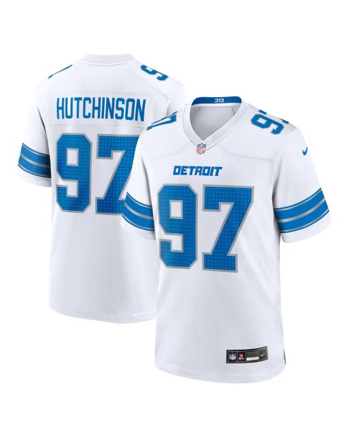 Men’s Detroit Lions Aidan Hutchinson White Game Jersey