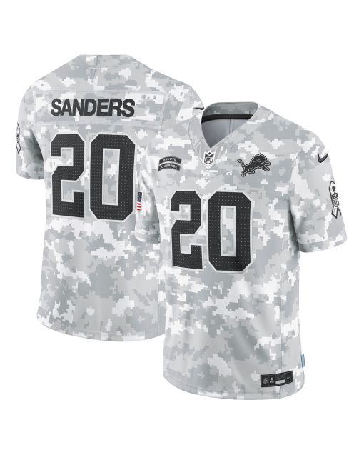 Men’s Detroit Lions Barry Sanders Arctic Camo 2024 Salute to Service Retired Player Limited Jersey