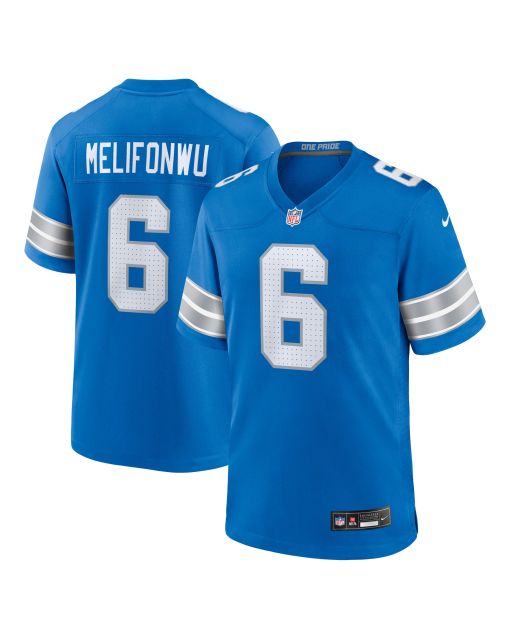 Men’s Detroit Lions Ifeatu Melifonwu Blue Team Game Jersey