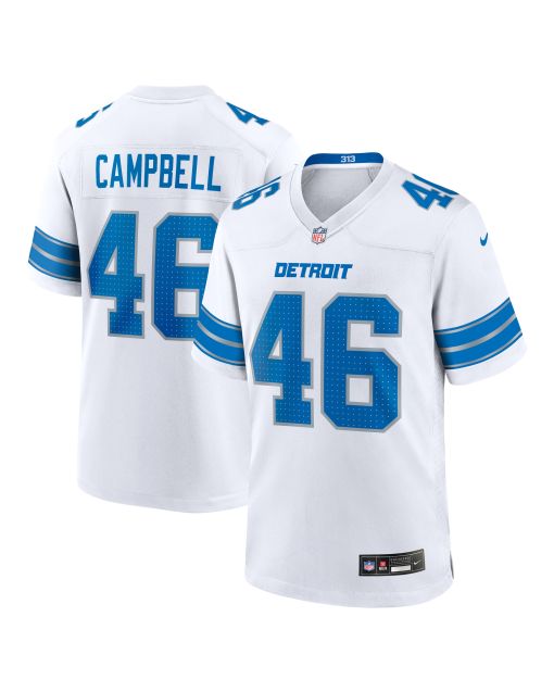 Men’s Detroit Lions Jack Campbell White White Game Jersey
