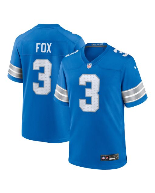 Men’s Detroit Lions Jack Fox Blue Team Game Jersey