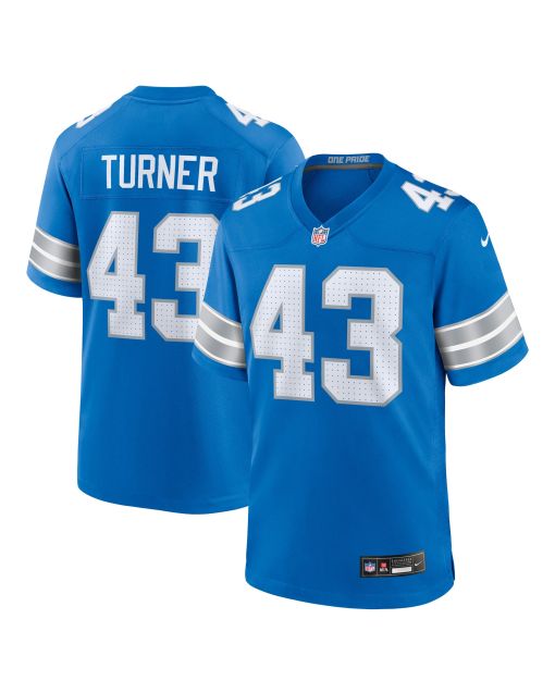 Men’s Detroit Lions James Turner Blue Game Jersey