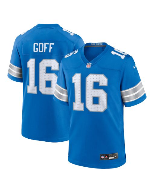 Men’s Detroit Lions Jared Goff Blue Game Jersey