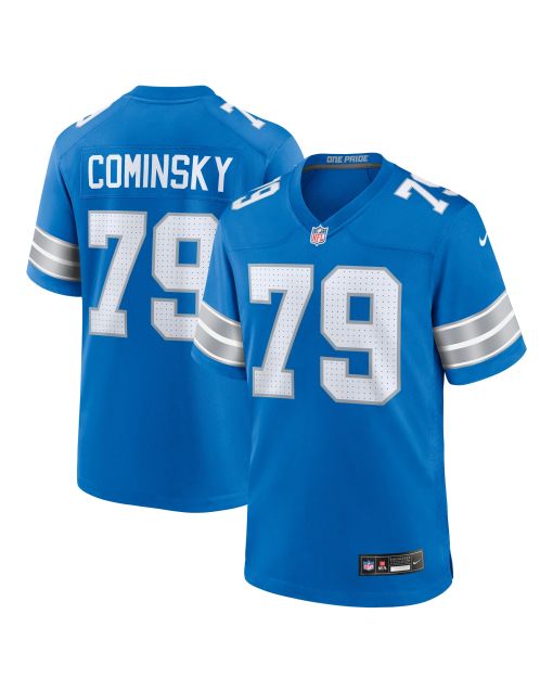 Men’s Detroit Lions John Cominsky Blue Team Game Jersey