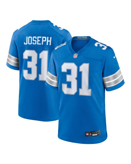 Men’s Detroit Lions Kerby Joseph Blue Team Game Jersey