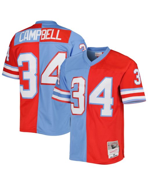 Men’s Houston Oilers Earl Campbell Mitchell & Ness Red/Light Blue Gridiron Classics 1980 Split Legacy Jersey