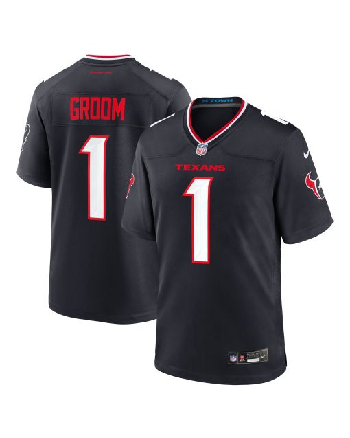 Men’s Houston Texans Number 1 Groom Navy Game Jersey