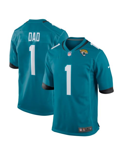 Men’s Jacksonville Jaguars Number 1 Dad Teal Game Jersey