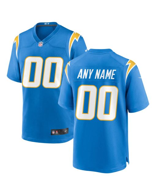 Men’s Los Angeles Chargers Powder Blue Custom Game Jersey