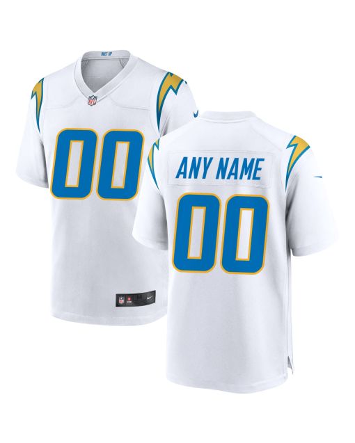Men’s Los Angeles Chargers White Custom Game Jersey