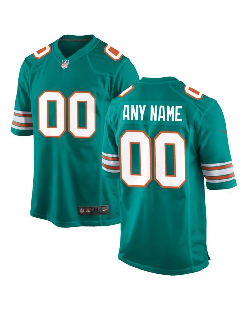 Men’s Miami Dolphins Aqua Alternate Custom Game Jersey