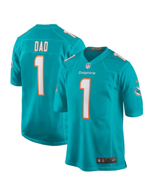Men’s Miami Dolphins Number 1 Dad Aqua Game Jersey