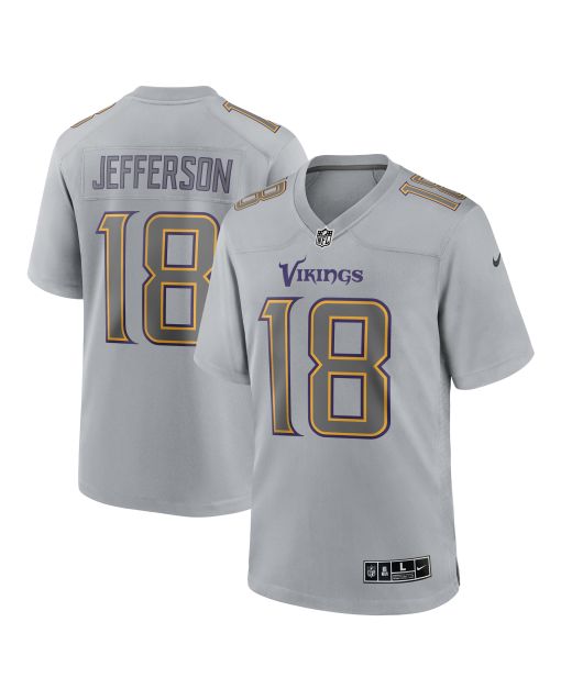 Men’s Minnesota Vikings Justin Jefferson Gray Atmosphere Fashion Game Jersey