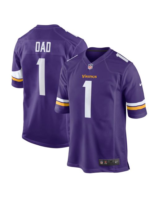 Men’s Minnesota Vikings Number 1 Dad Purple Game Jersey