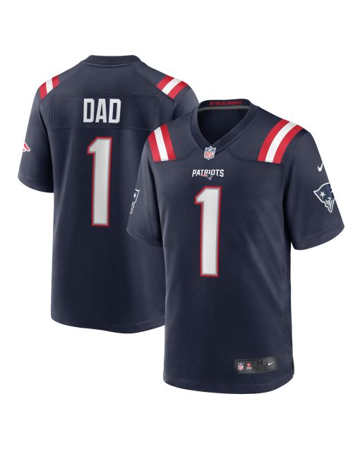 Men’s New England Patriots Number 1 Dad Navy Game Jersey
