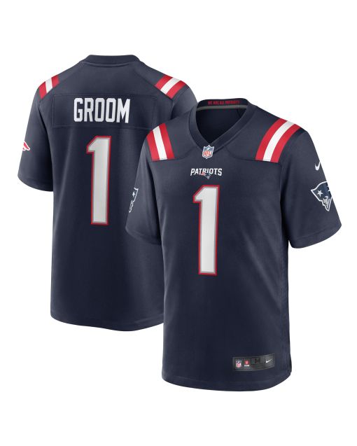 Men’s New England Patriots Number 1 Groom Navy Game Jersey