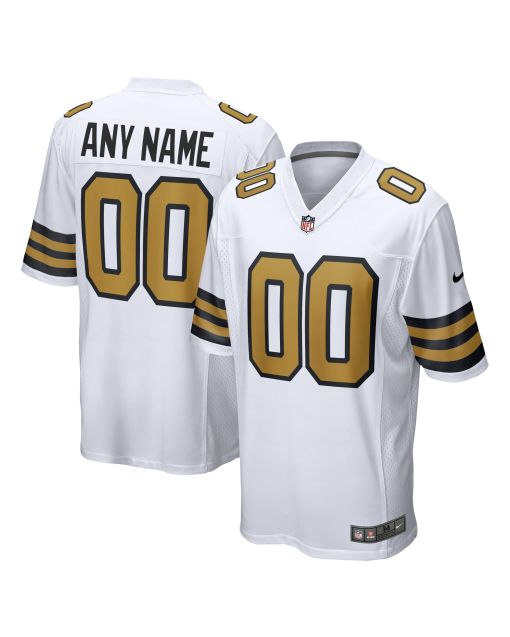 Men’s New Orleans Saints White Alternate Custom Game Jersey