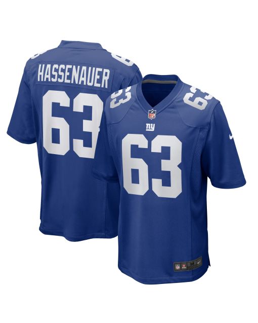 Men’s New York Giants JC Hassenauer Royal Team Game Jersey