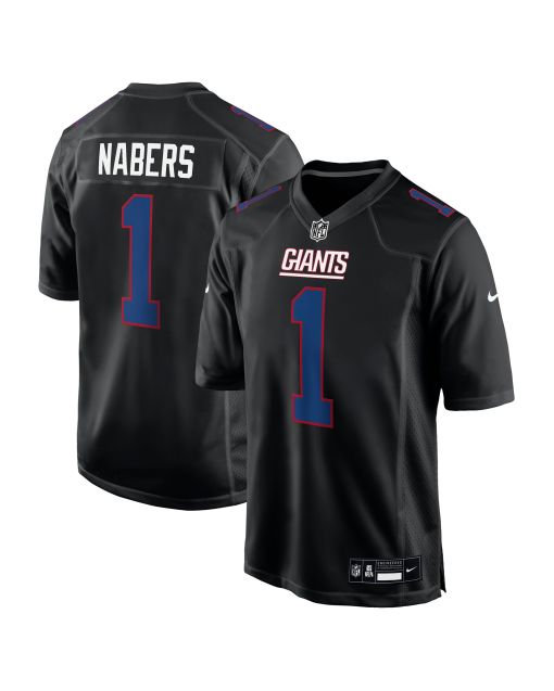 Men’s New York Giants Malik Nabers Carbon Black Fashion Jersey