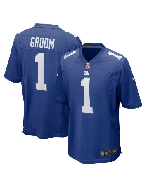 Men’s New York Giants Number 1 Groom Royal Game Jersey