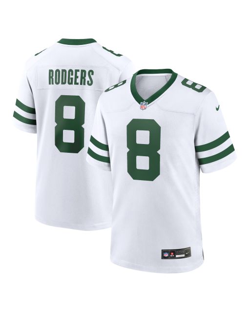 Men’s New York Jets Aaron Rodgers Legacy White Player Game Jersey