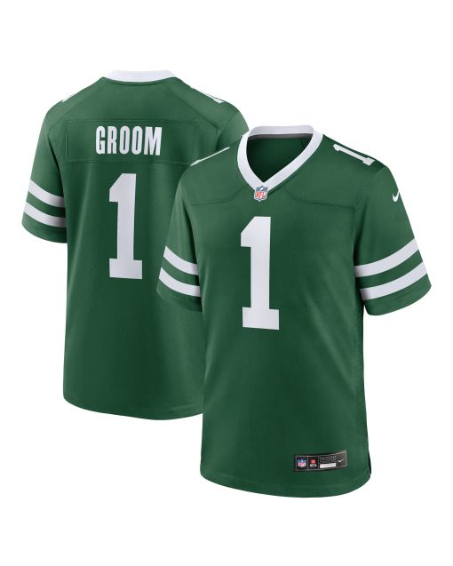 Men’s New York Jets Number 1 Groom Legacy Green Game Jersey