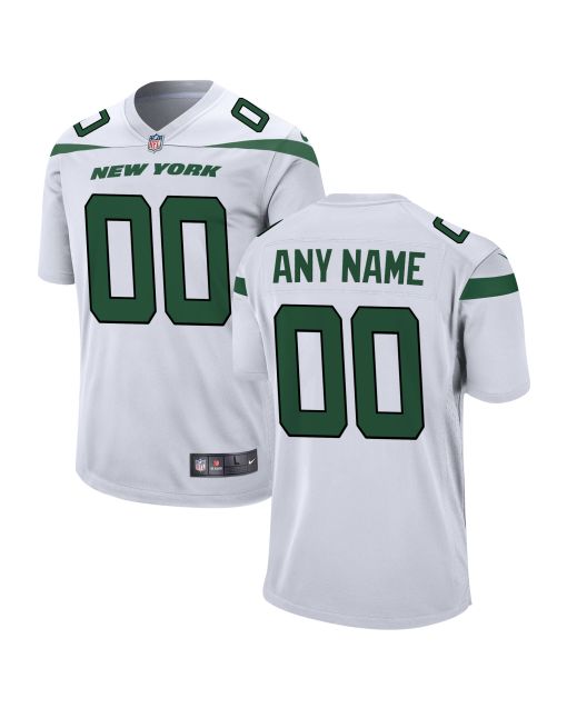 Men’s New York Jets White Custom Game Jersey