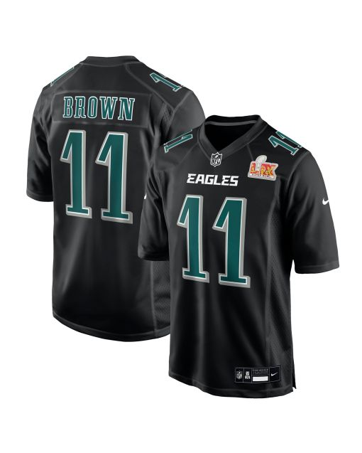 Men’s Philadelphia Eagles A.J. Brown Carbon Black Super Bowl LIX Fashion Game Player Jersey